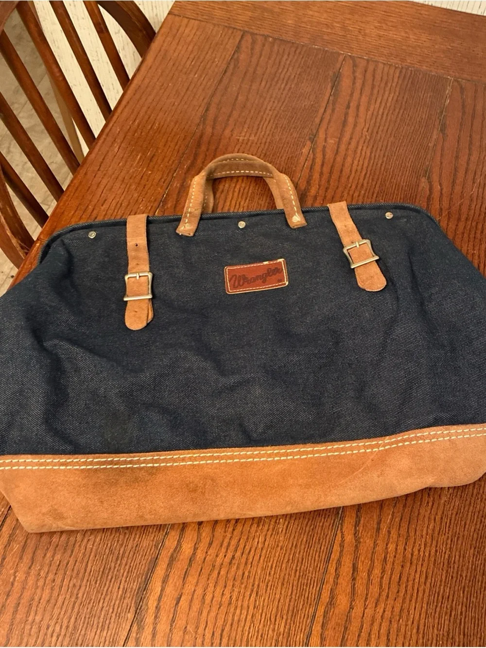 Tool Duffel Bag Carpenter Denim And Suede With Wrangler Patch All Purpose